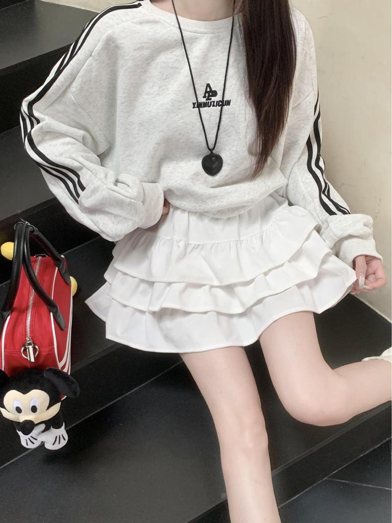 Double-Sided Fleece Ballet-Style Puffy Midi Skirt - High Waist, Slimming A-Line Design, Autumn/Winter for Women