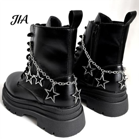 Five Pointed Star Shoe Charms Shape Charms, Accessories Decoration, Gothic Style Shoelaces Punk Decorations Chains, Stainless Steel Decorative Hanging
