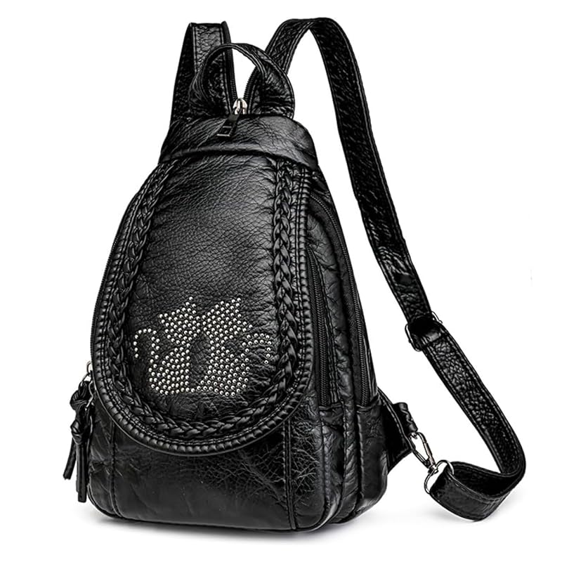 

[HUAZHIMAO] backpack Ladies small mini backpack Ladies soft wash PU leather 3way ladies Popularity multiple storage backpack Fashionable casual