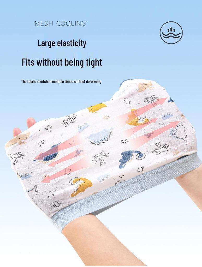 Boys' Ice Silk & Cotton Mesh Boxer Briefs - Antibacterial, Breathable, Soft, Summer Shorts for Medium/Large Children