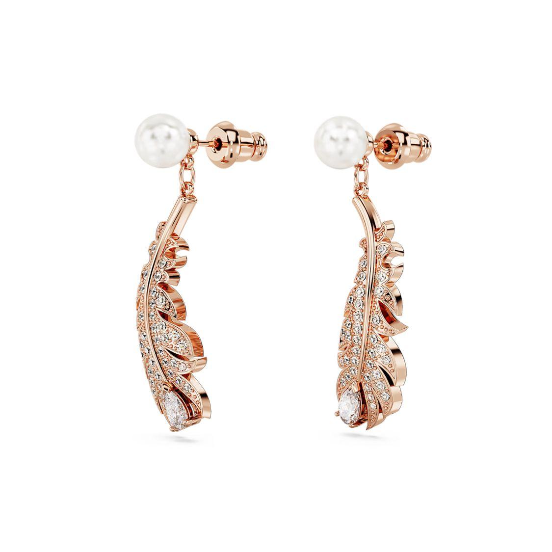 Swarovski Nice Feather Shaped Imitation Crystal Earrings Women earrings Rose-Gold 5663487 Box+Shopping Bag (Random Color)
