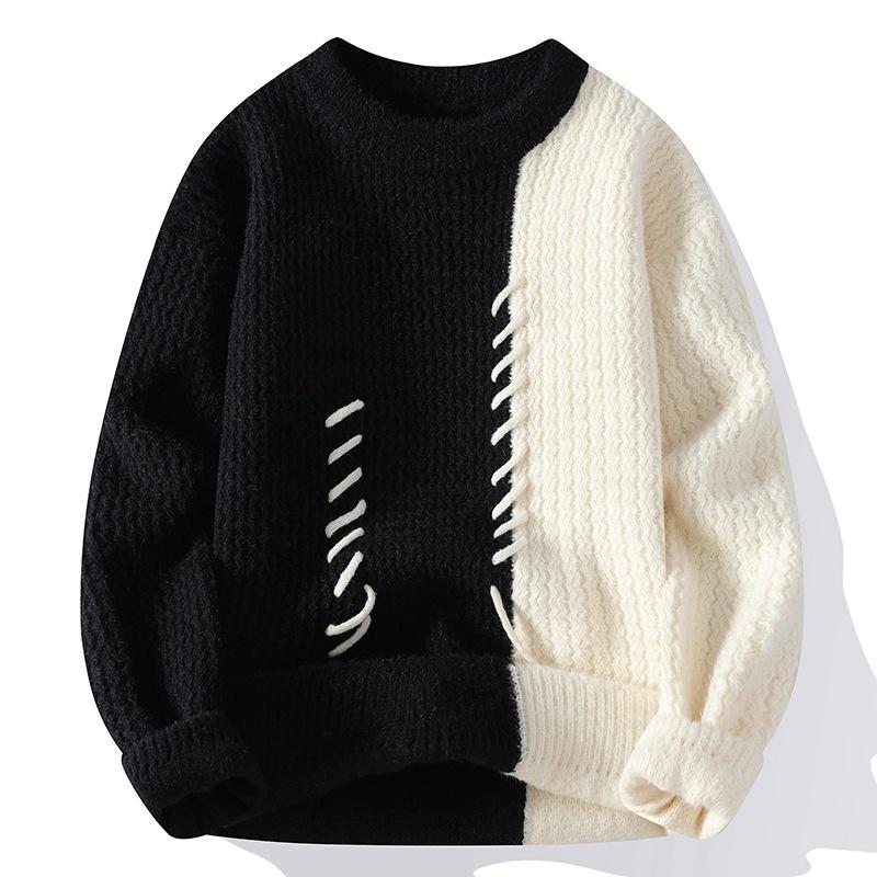 

Свитер с круглым вырезом Мужской Осень и Зима Осень и Зима Свободный Вязаный Свитер Утепленный Теплый Стеганый XXXXL