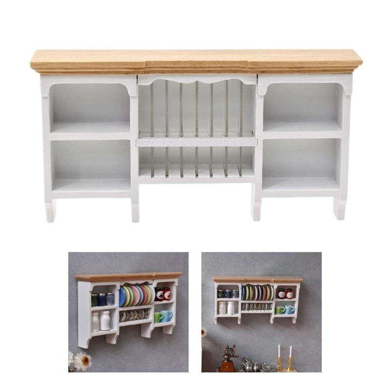 Display Shelf Miniature Display for 1:12 Scale Dollhouses, Perfect for Pretend Play and Display Realistic Wood Furniture