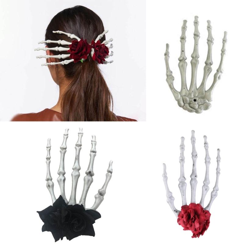 Cool Girls Skeleton Hand Hairpin Trend Barrettes Fashion Hair Ornament Statement Headpiece Women Head Wrap for Ladies
