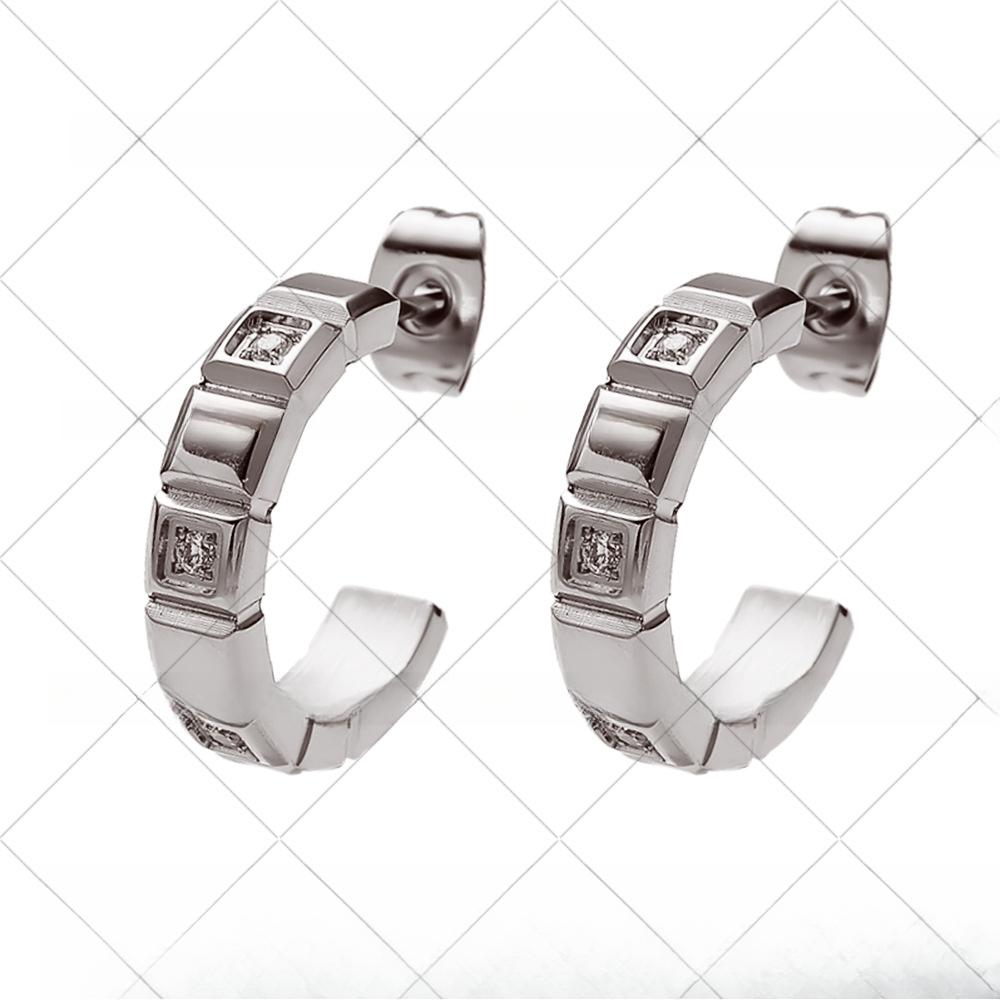 Temperament Niche High-end Square Blocks with Diamond Earrings Checkered Fashion Earrings