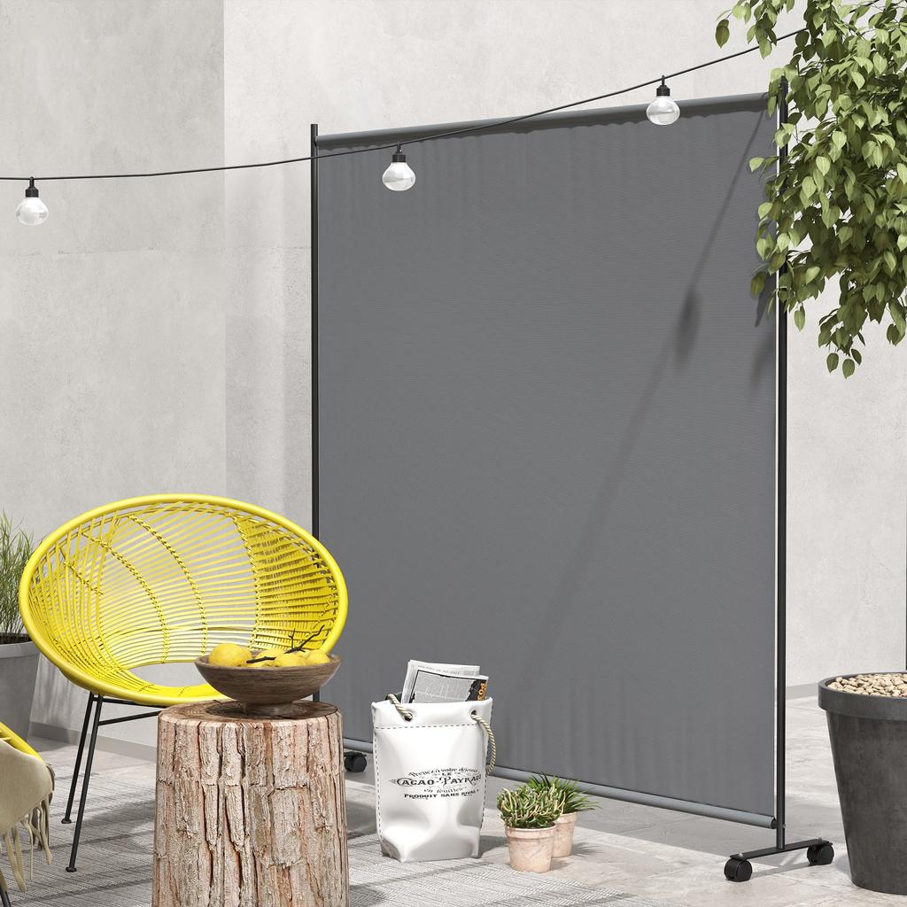 183 X 181cm Portable Privacy Screen, with Wheels - Dark Grey