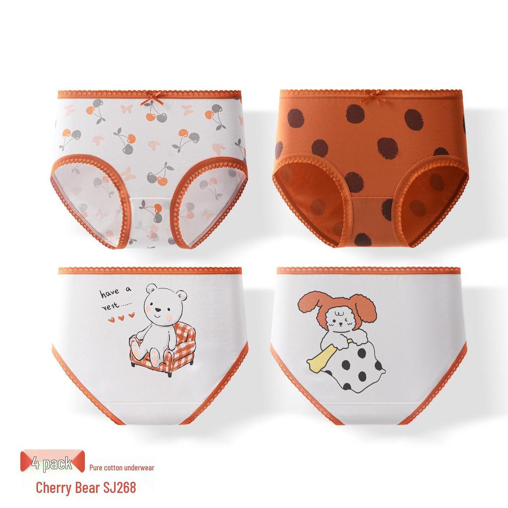 Baby Girls' Cute Cartoon Print Cotton Underpants - Breathable Bow Design for Infants and Toddlers