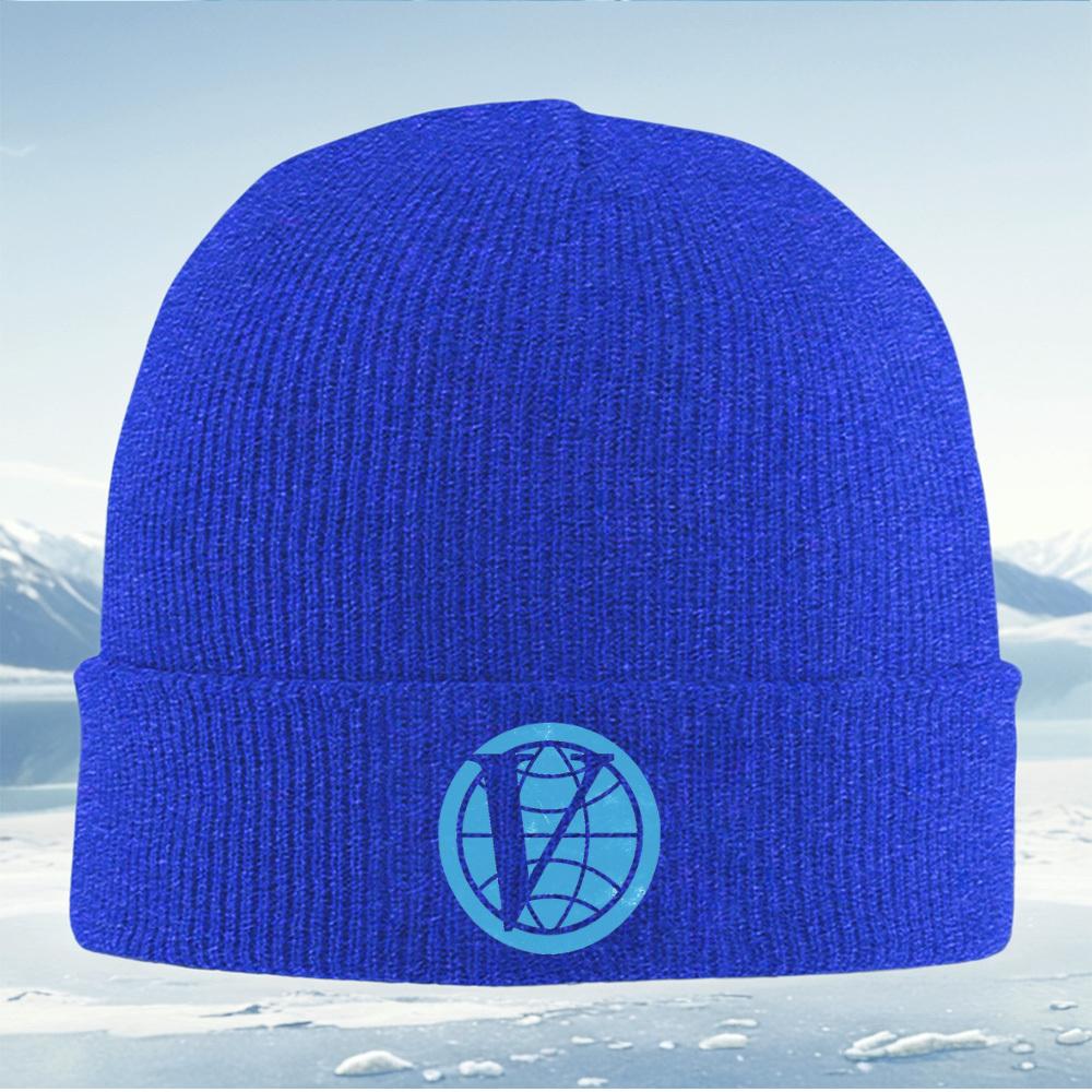 Globe logo design letter V global Men Women Unisex Knitted Hat Beanie Pullover Cap Winter Thermal Warm Christmas Outdoor Cycling
