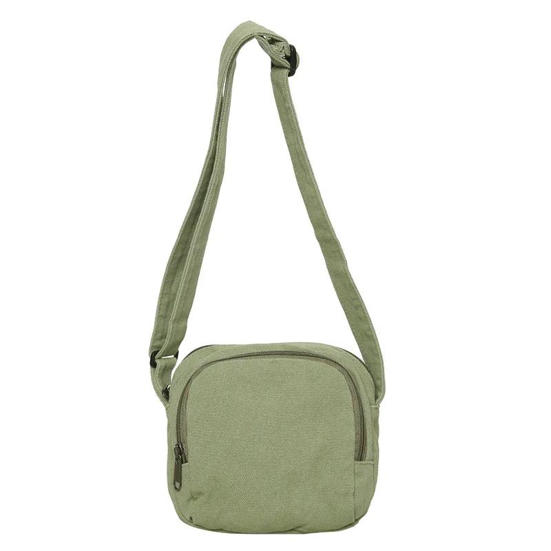 Small monochromatic square bag for women washed canvas shoulder bag for cell phone versatile casual bag