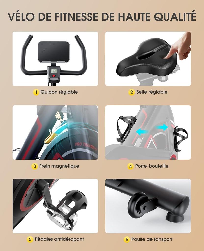 New Toputure TEB1 Fitness Bike Connectivity Application, Silent, LCD Ergometer, Bicycle Exercise Aerobic Machine, Customize Your Home Exercise.