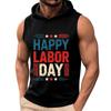 Men Sleeveless Hoodie Tank Top Casual Muscle Fit Athletic Shirt Summer Workout Gym Apparel with Labor Day Print
