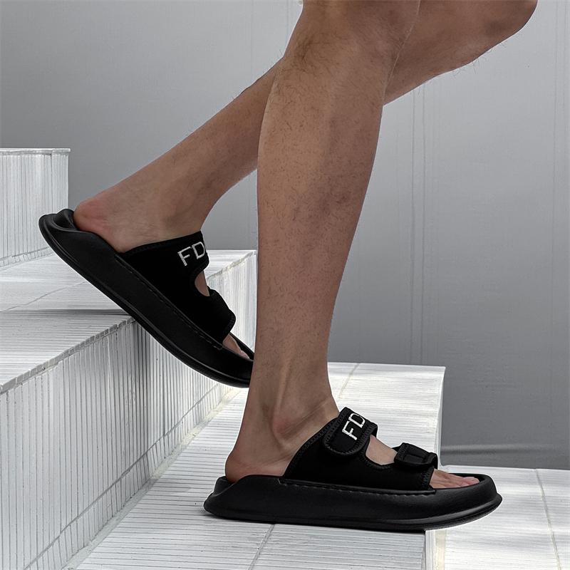 Fashion Indoor Outdoor All-match Sandals for Men 2025 New Men's PU Leather Slippers Mens Slip On Shoes Non-Slip Comfortable House Shoes
