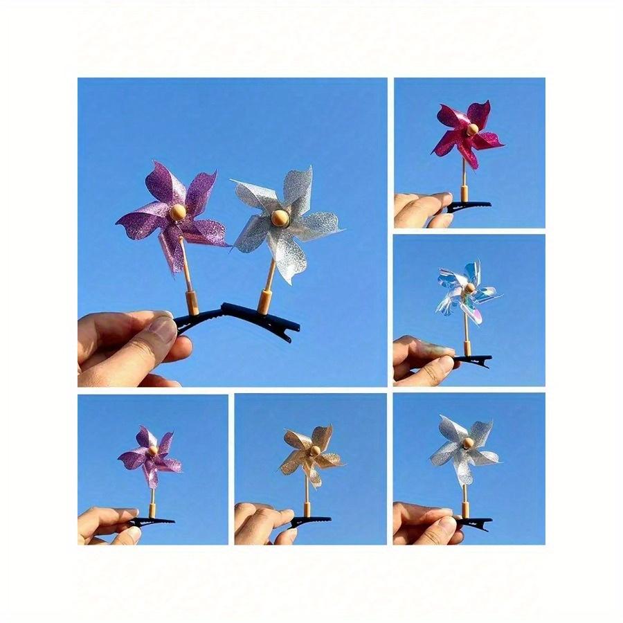 Colorful Windmill Hair Clips - Fun and Cute Headwear Accessories, Perfect for Parties and Gift Styles Random (Random Colors)