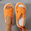 Fashion Autumn Winter Corduroy Home Slippers Women Cross Band Thick Soft Sole Slides Platform Shoes Female Non Slip Indoor Slippers