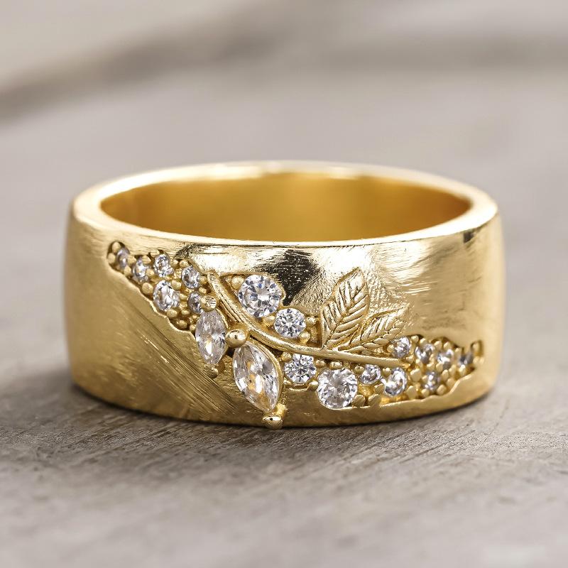 New Mori ring, literary and retro branch copper ring for women, fashionable, simple and versatile women's index finger ring