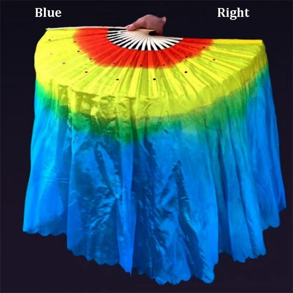 45cm Half Circle Silk Kids Children Bamboo Fans Hand Dye Adults Fan Veil Pairs Yangko Dance Tools
