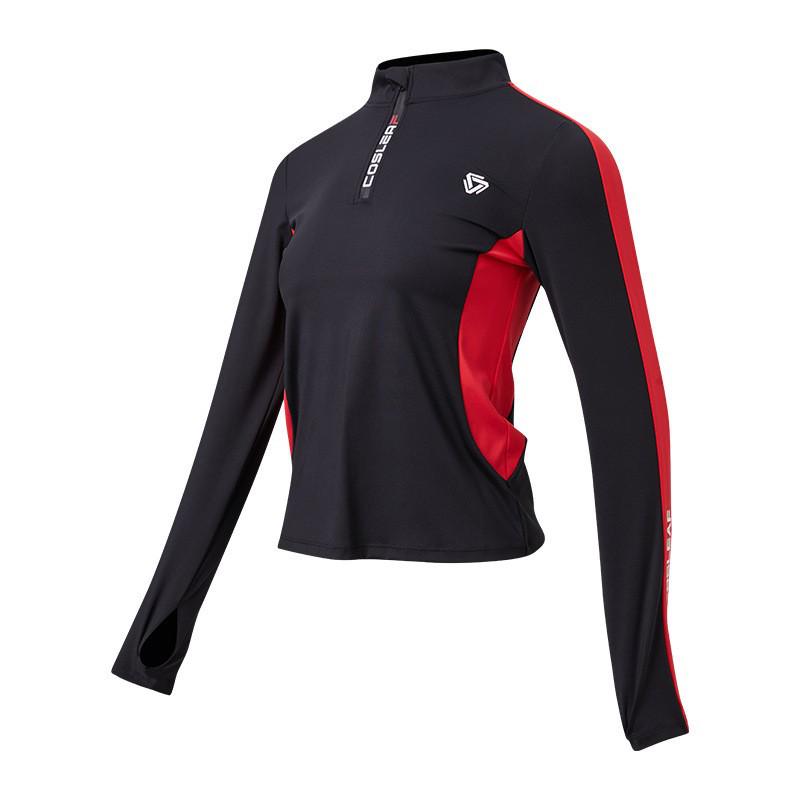 Women's Quick-Dry Long Sleeve Half-Zip Color Block Running Top