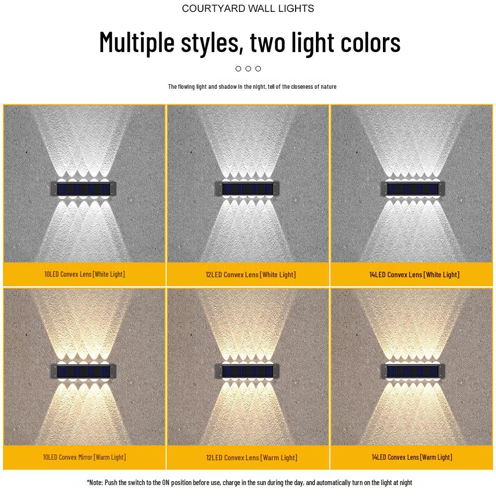 Waterproof Solar Wall Lamp for Outdoor Garden and Balcony Decoration
