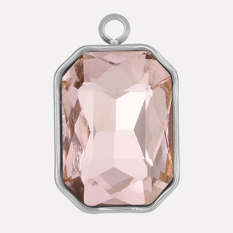 High Quality Big Glass Rhinestone Stainless Steel Rectangle Charms For Jewelry Making Supplies Real Gold Plated No Fade Pendants