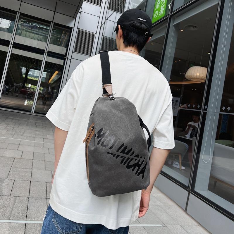 New breast bag men's personality trendy cool shoulder bag outdoor casual canvas small satchel retro versatile men's messenger bag