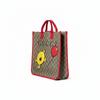Gucci X little miss co-branded GG Supreme cartoon print design tote bag leather handbag children's style beige and dark brown