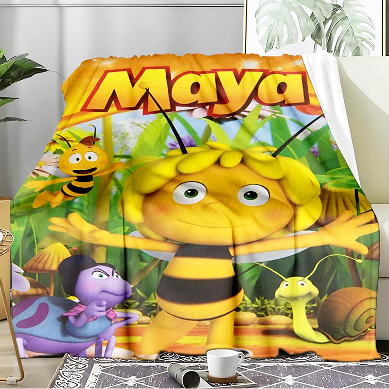 Bee Adventure Maya Blanket Flannel Throw for Sofa, Indoor, Camping, Living Room, Office, Chair, And Bed Soft Birthday Gift
