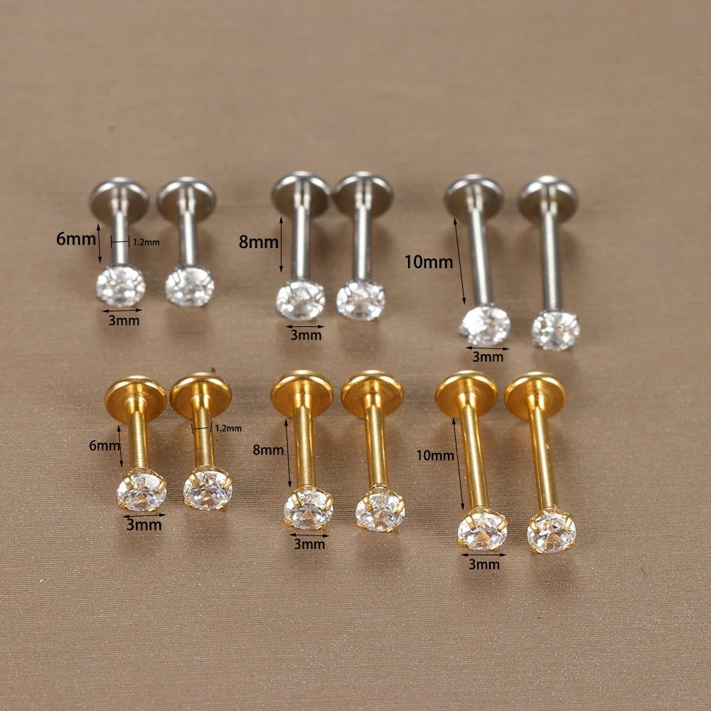 Labret Tragus Stecker Ohrring 16G Chirurgenstahl CZ Kristall Monroe Helix Knorpel Conch Medusa Lippe Körper Piercing Schmuck