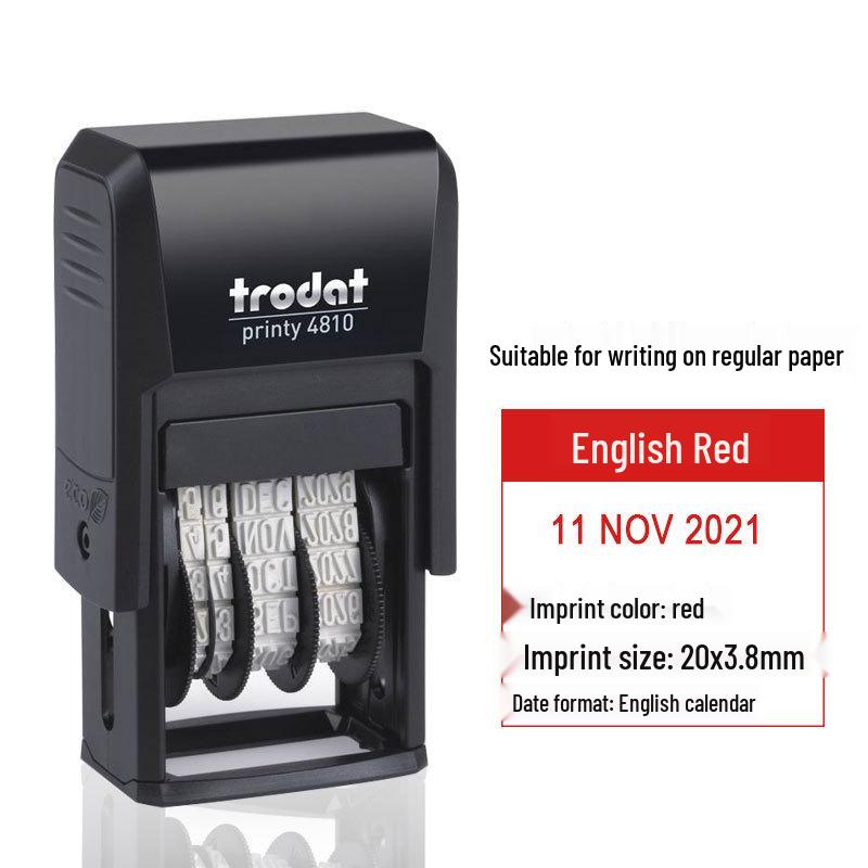 Zhuoda 4810 Automatic Self-Inking Date Stamp, 3.8MM Characters, Adjustable for Chinese & English Dates