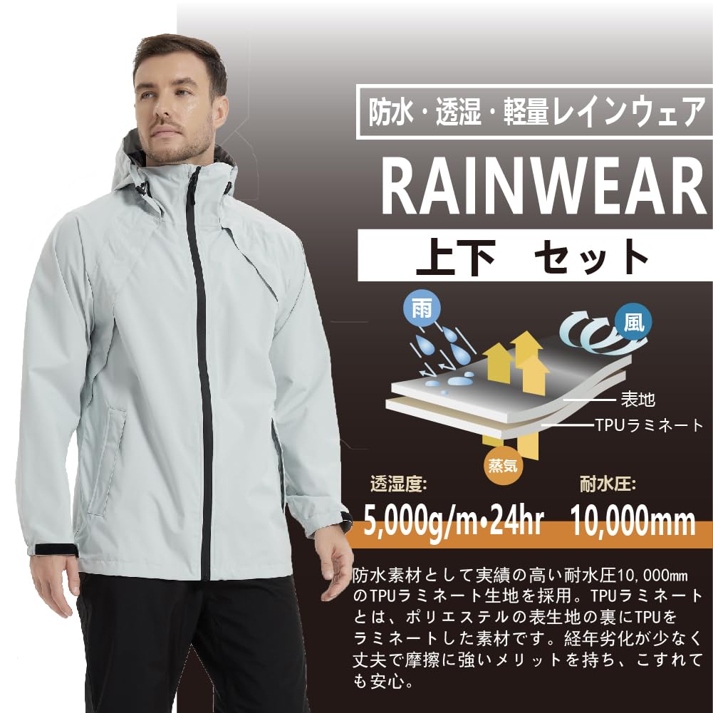 TopKylin Regen Golf Regenmantel Perfekt für Outdoor und Schule Größe Herrenanzug, Regenbekleidung, Set, Atmungsaktiv, Wasserdicht, Winddicht, Aktivitäten, Wandern,