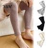 Elastic Thermal Leggings for Home Coral Fleece Leg Warmers Women, Thickened Winter Knee High Velvet Calf Socks, Striped/Solid Color, Soft Sleeves Cold