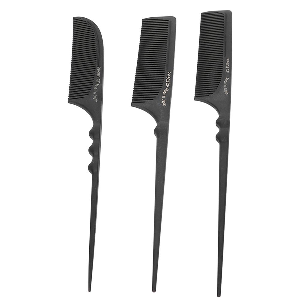 Tail Comb Professional Grade Heat Resistant Hairdressing Styling Salon Combs for All Hair Types Blac
