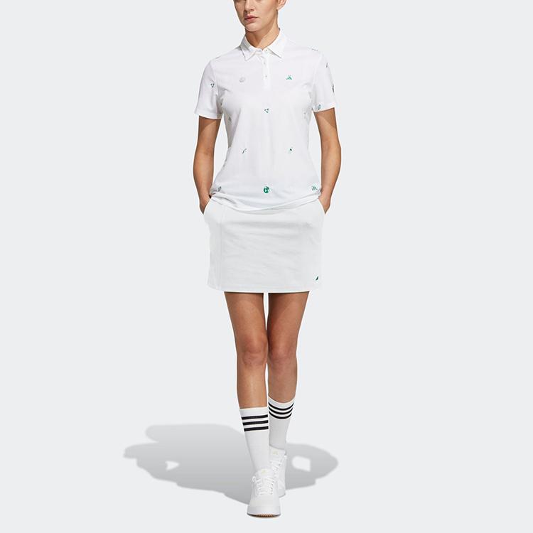 Adidas SS23 French Open Collection Logo Print Short Sleeve Polo Shirt Women Tops White HT6874