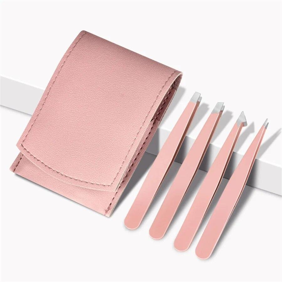 4 PCS Stainless Steel Eyebrow Clippers Set Hair Removal Forceps Oblique And Straight Mouth Eyebrow Trimming Clip Beauty Tool