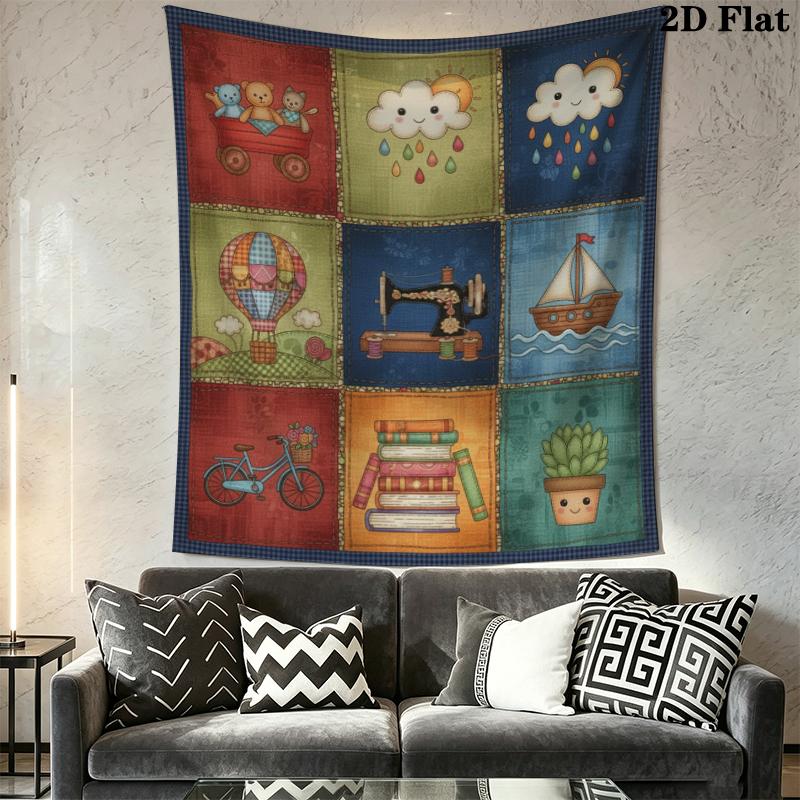 Retro Country Wall Tapestry Aesthetic Wall Hanging Printed Fabric Blanket Decorative Tapestries for Bedroom Living Room Home Decor