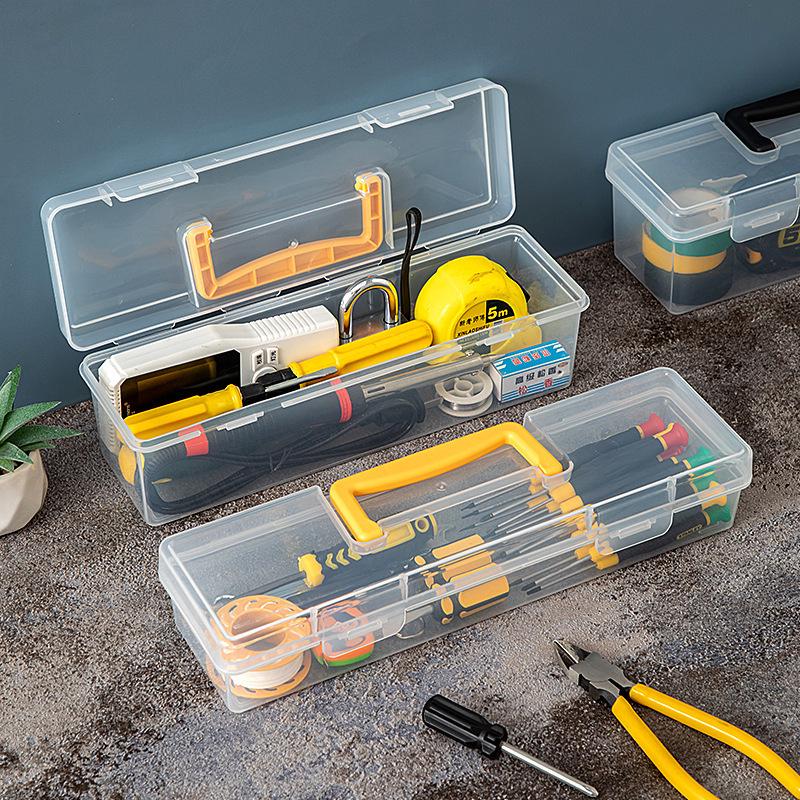 Transparent Multifunctional Tool Storage Box - Handheld Organizer for Wrenches, Screws, and Accessories