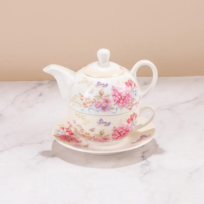 Ceramic Portable Creative Tea Set European Style One Teapot and One Cup Set Simple Household Flower Tea Cup Set Office Tea Set