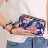 Fabric Phone Purse Flower Wallet Print Three Zippers Bags Fashion Canvas Wallet  Girl