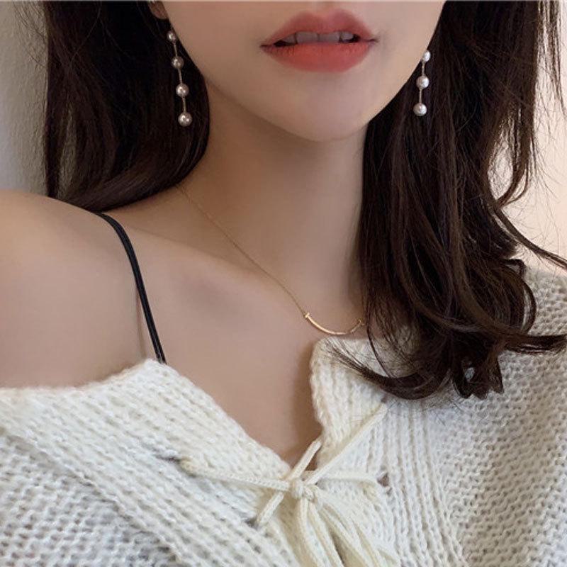 Pearl Chain Tassel Earrings Ins Elegant Trendy Women's Ear Jewelry