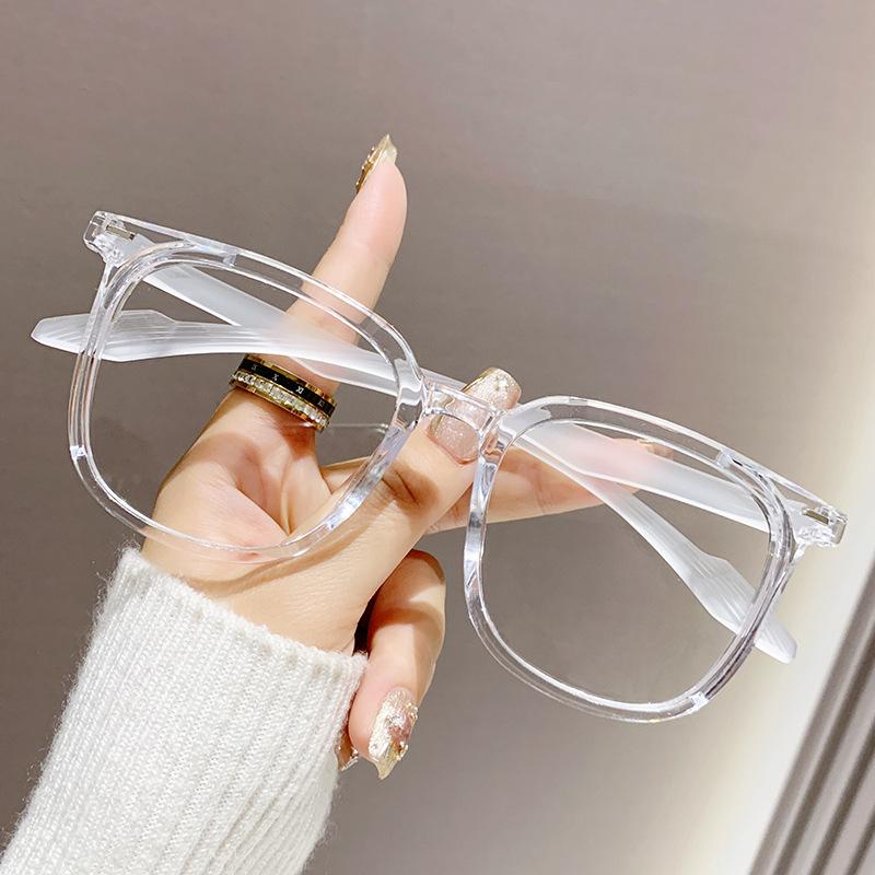 Trendy Korean-Style Black Frame Women s Prescription Glasses for Large Faces with Blue Light Blocking прозрачный белый