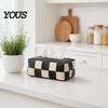 Artificial Leather Tissue Box Checkered Box, with Flip-Open Top, PU Holder, Stain-proof Holder Stain-Proof Facial Dispenser, for Bathroom Car