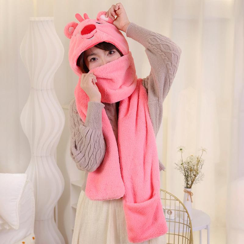 Adorable Capybara Plush Hat, Scarf & Gloves Set - Winter Cartoon Ear Protection