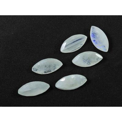 9X18MM Doğal Gökkuşağı Aytaşı Markiz Fasetli Gevşek Değerli Taş 6 Adet Lot RML-889