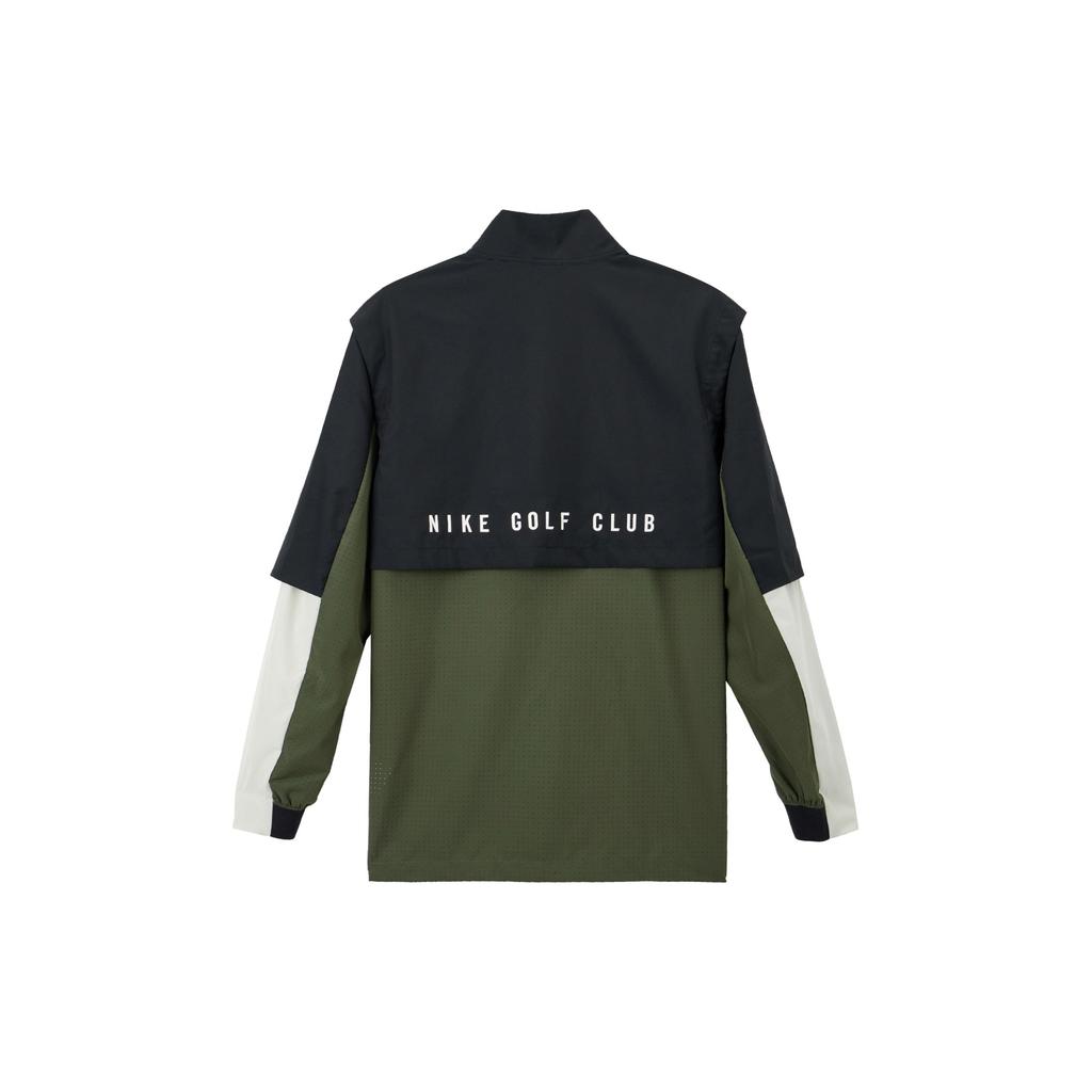 Nike Club Dri-Fit Golf Logo Pattern Polo Loose Quick-Dry Long Sleeve Golf Shirt Men Tops Black Khaki-Green Light-Bone FQ1156-010