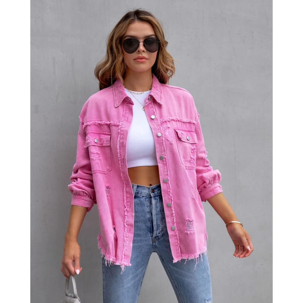 Women's Autumn and Winter Denim Jacket Women's Long-sleeved Casual Lapel Top
