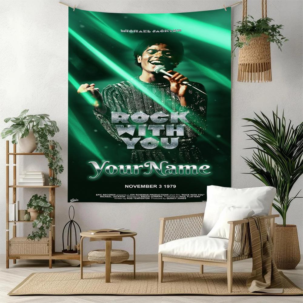 Michael Jackson Personalizzato Il Tuo Nome Decorazione Murale Arazzo Artistico Per Ricordo Animale Compleanno Festa Nuziale Sfondo Regalo di Famiglia