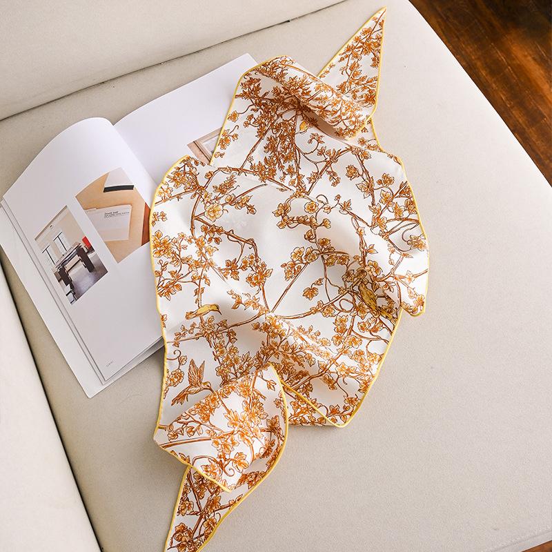 Jinzhi 100% mulberry silk silk scarf temperament light luxury twill silk rhombus scarf fashion high sense silk silk scarf women 48*140cm