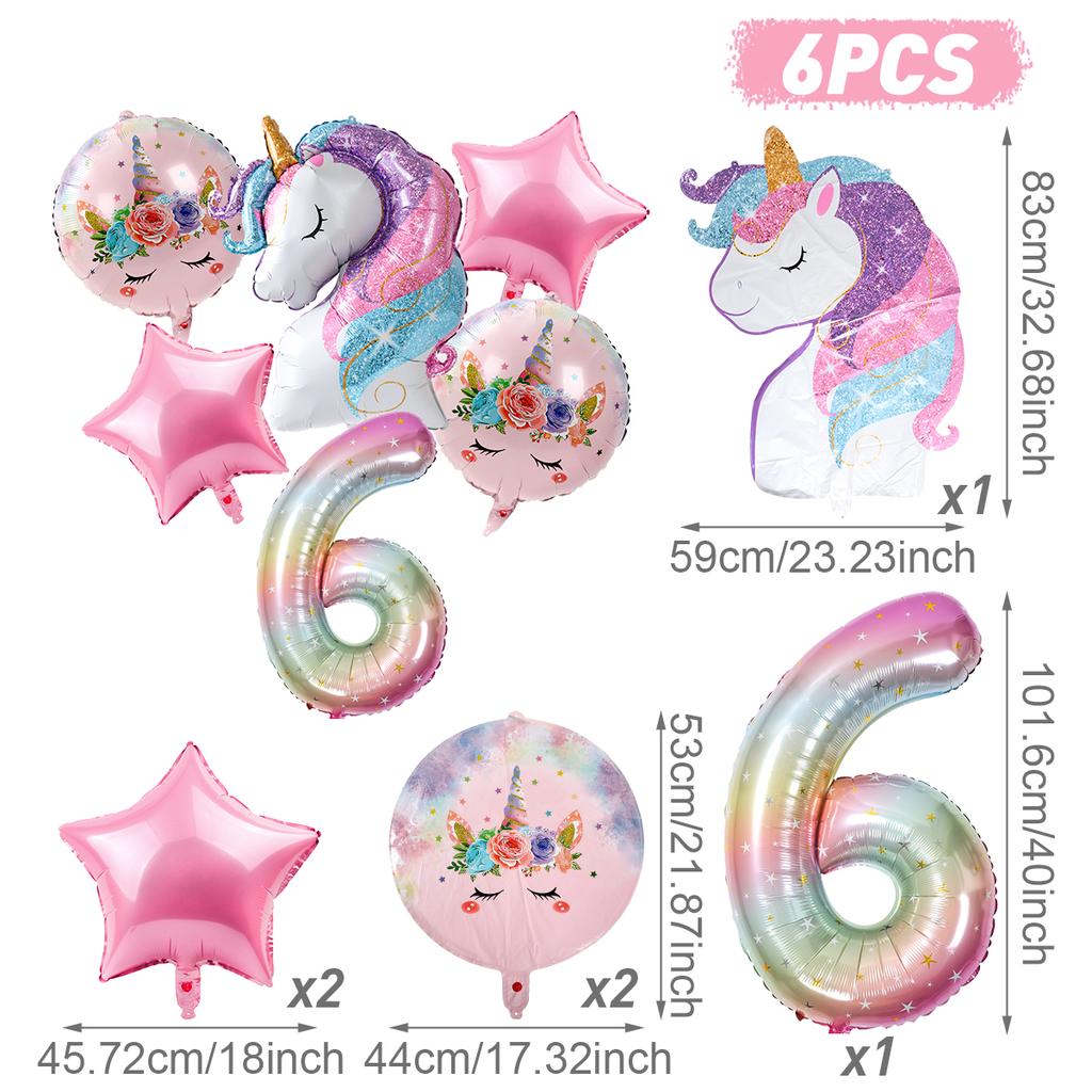 Rainbow Unicorn Balloon Bunch Happy 1st Girls Birthday Party Decorations Kids Favors Gifts Balloons Unicorn Baby Shower Supplies