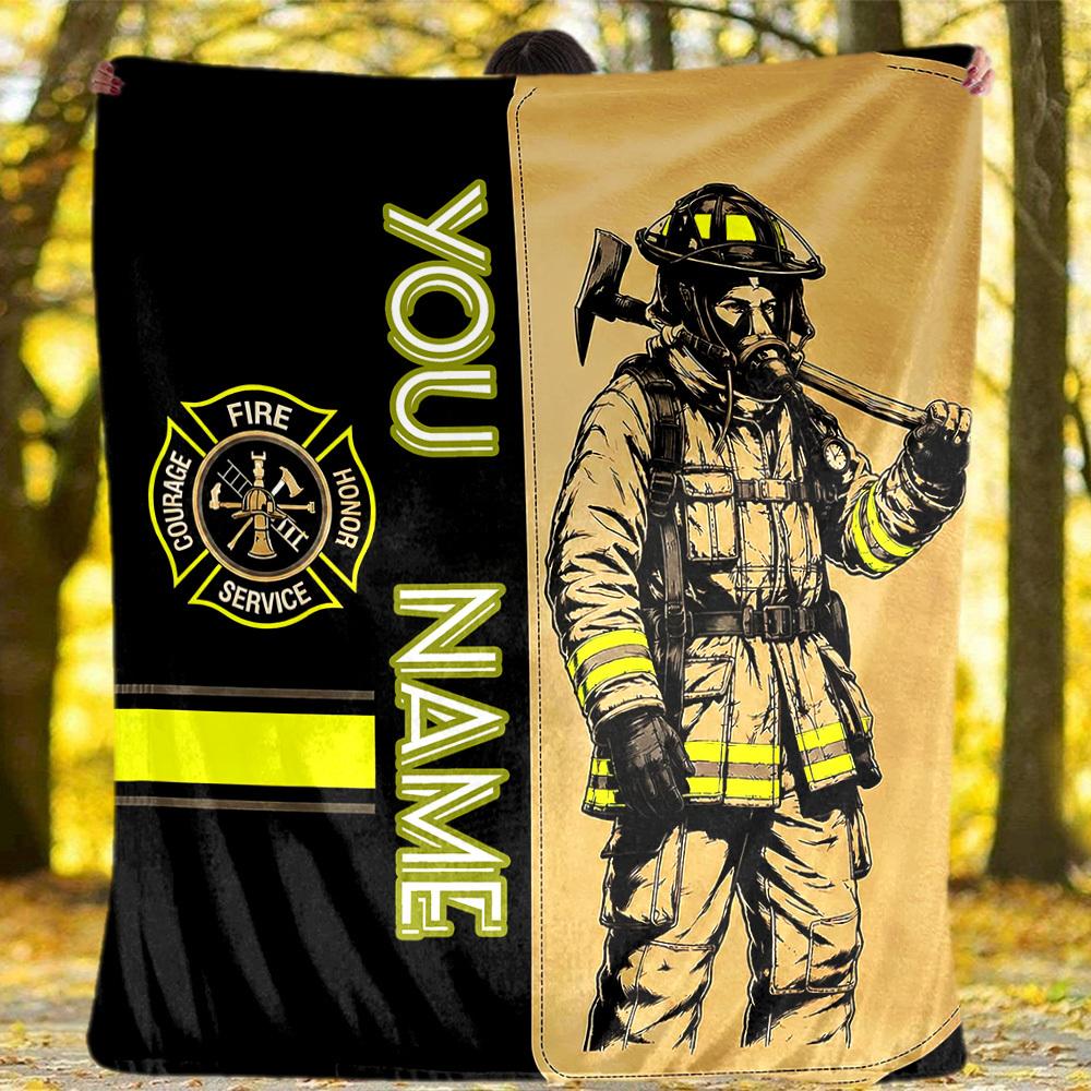 Outdoor Customize Blanket Firefighter Theme Comfortable Soft Lightweight Allseason Multipurpose Blanket For Travel Camping Picnic Sofa Office Bed