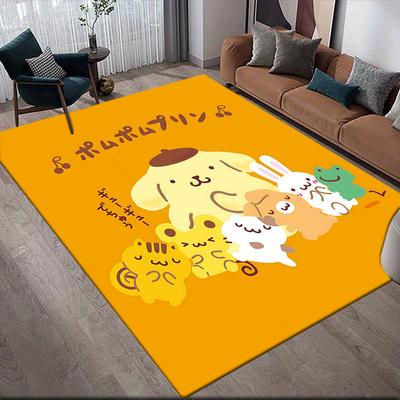Pom Pom Purin Flannel Pattern Square Carpet,Area Rug,Carpet Rug for Living Room Bedroom Sofa Playroom Decor,Non-slip Floor Mat