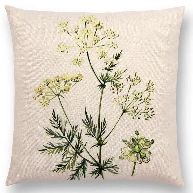 Lovely Birds Flowers Plants Sofa Pillow Case Hummingbird Rose Raspberries Lemon Dill Clove Almonds Cushion Cover